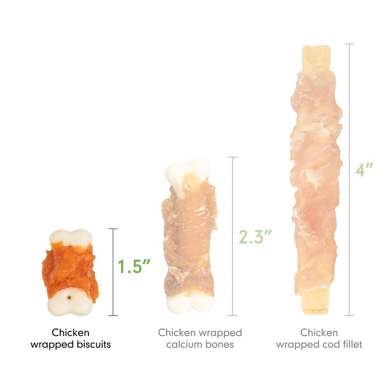 MON2SUN Dog Treats, Mini Chicken Wrapped Biscuits with Added Vitamins,