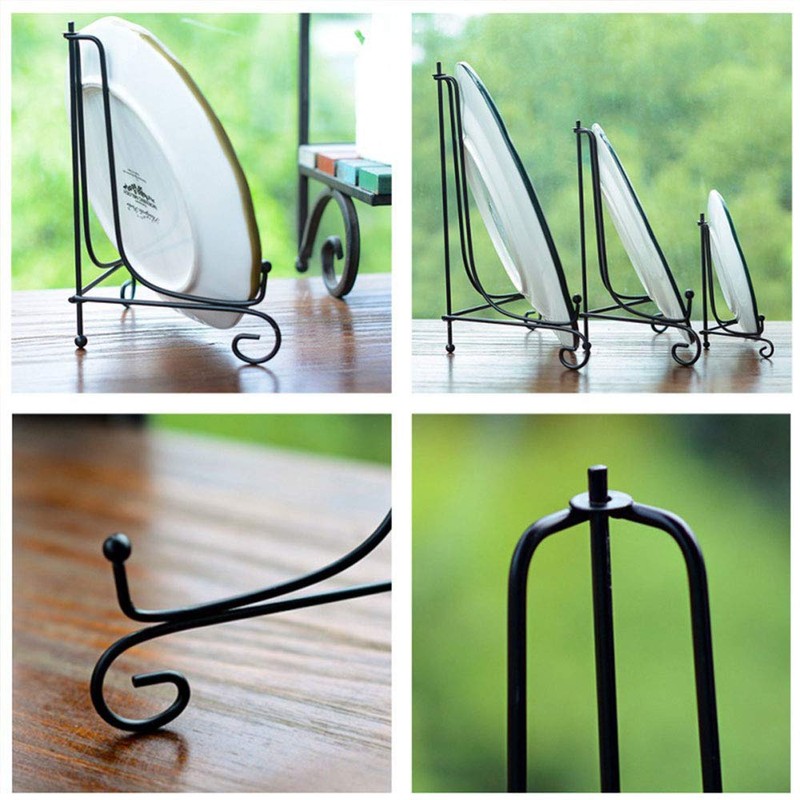 SagaSave 1PC Table Top Easel, Black Iron Easel Plate Decorative
