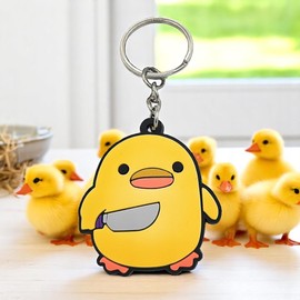 Promotech Boss Duck Keyring - 1 Piece PVC Keyring for Kids & Adults - Cute Animal Pendant for Backpack, Bag, Car & Keychain