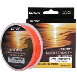 Goture Fishing Line Fly Line Dacron Backing 8 Strands Braided for Trout Bass Pike Saltwater Freshwater 20lb 30lb 109yd Orange White Yellow White/Black Yellow/Black