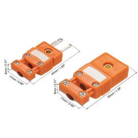 MECCANIXITY Mini N Type Thermocouple Wire Connectors Male Female Plug Adapter High Temperature 220°C(428°F) with Fixing Clamp for Thermocouple Sensor 2 Set