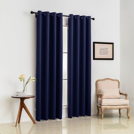 Pickluc Navy Blackout Curtain for Living Room, Light Blocking Drapes with Grommet, Thermal Insulated, Noise Reduction, 52 Inches Wide x 84 Inches Long, 2 Panels