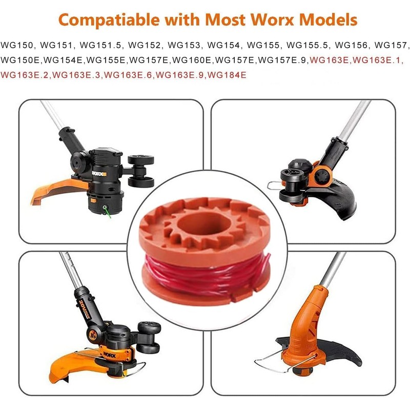 6Pcs Replacement Strimmer Line Compatible with Worx, WA0010 Strimmer Wire