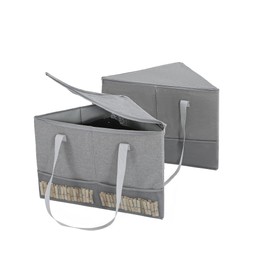 Wanapure 2 Pack Rigid Hanger Organizer, Triangle Storage Bin with Lid, Hanger Holder Stand for Space Saving, Clothes Organizer Stacker for Closet Laundry Rooms