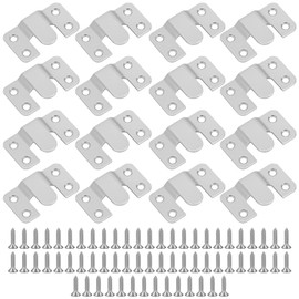 Lotnery 16 Pcs Stainless Steel Flush Concealed Mount Brackets - Heavy Duty 53x30mm Large Interlocking Z Clip Hangers, Hanger Hooks for Pictures Display, Mirrors & Posters