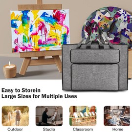MeYuxg Transport Bag for Drawing Board, Drawing Bag A3, Waterproof Art Bag, Artist Folder Handbag, Multifunctional Drawing Bag for Art Supplies Storage and Travel (Grey), gray, simple