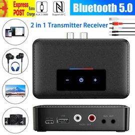ELASO Bluetooth 5.0 Transmitter Receiver HiFi Wireless 3.5mm AUX NFC to 2 RCA Audio Adapter