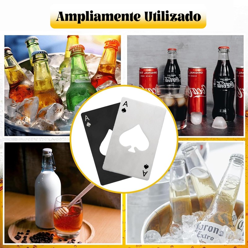 20Piezas Abrebotellas Tipo Póquer, Abridor de Cerveza de Acero Inoxidable,