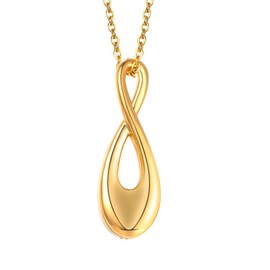 Beydodo Ash Chain for Filling, Urn Necklace Stainless Steel with Infinity Pendant Charm, Memorial Pendant, Urn Chain, Women, 50 cm, for Ashes, Silver, Gold, Rose Gold, Stainless Steel Gold, No