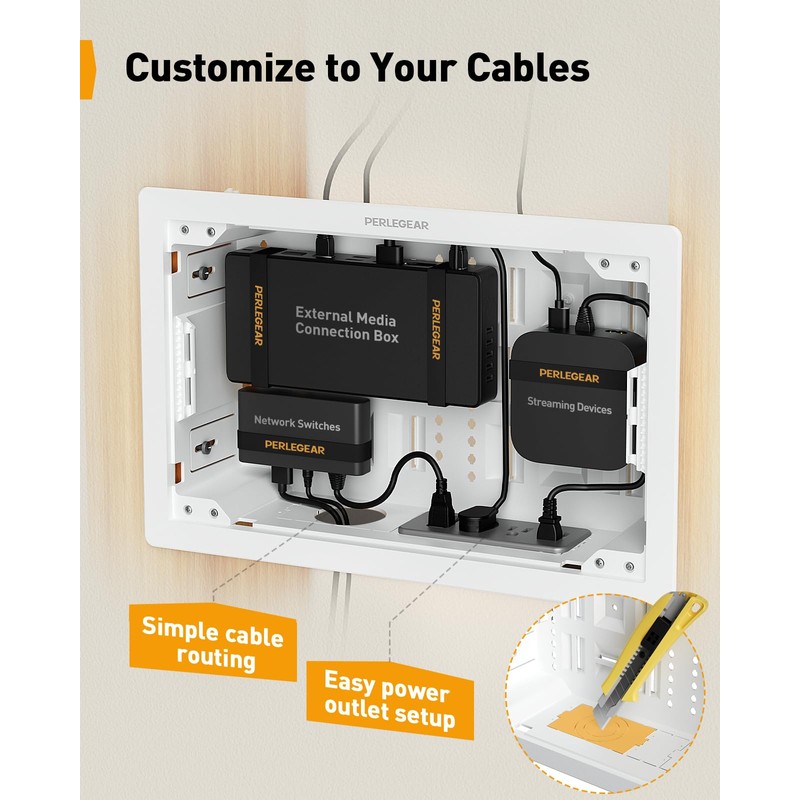 Perlegear 9″ in-Wall Media Box, Electrical Box, Recessed Outlet Box
