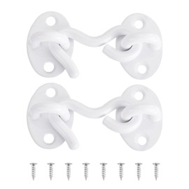 sourcing map 2Pcs 2 Inch Hook and Eye Latch, Barn Door Lock Privacy Hardware Stainless Steel Gate Lock for Window Cabin Hooks Sliding Door Bedroom Bathroom, White