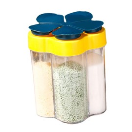 SASKATE 5 in 1 Multi Dispenser, Portable Travel Seasoning Containers, Salt Pepper Containers Shaker, for BBQ, Camping, Hiking, Travel and Kitchen (Blue)