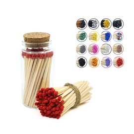 Matches in a Jar | 60+ Matchsticks | Decorative Matchsticks with Strike Pad | Candle Match Holder Long for Fireplace | Match Bottle Cork Closing by Chandler Studio (Red, 3" Matches)
