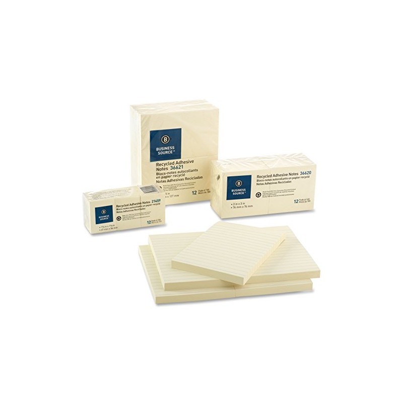 Business Source 3 x 3 Inches Recycled Adhesive Notes -