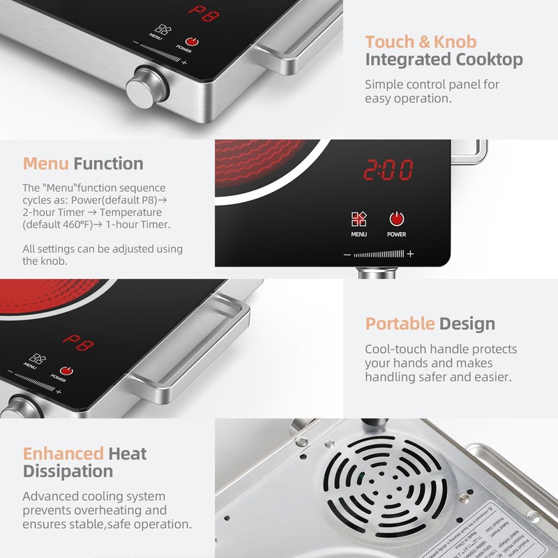Hot Plate Electric Single Burner,SOPINWAEH 1800W Portable Countertop Ceramic Cooktop