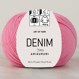 Art of Yarn Denim 55% Cotton, 45% Poliacrylic, 50g(1.76 Oz), 160m(174 Yds) Soft & Smooth Yarn Sport – Fine(2) for Crocheting, Knitting, Amigurumi, Baby Blankets, Baby Garments & More –1 Skein 99920