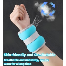 LEXICANMHS Gewichtsmanschetten 2PCS, Verstellbares Fußgelenkgewichte Set, Fuß-/Handgelenkgewicht Manschetten, 2 x 0.25KG/0.5KG,Geeignet für Anfänger und Kinder Tanzen Bewegung, Gehen, Joggen,Blau