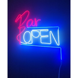 21” L BAR OPEN (RED, WHITE & BLUE) NEON LED ROPE LIGHT PARTY and GARDEN DÉCOR (Bar Open)
