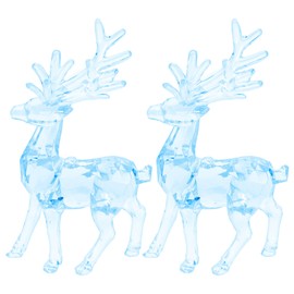 2Pcs Christmas Tree Acrylic Reindeer Ornaments Christmas Elk Hanging Pendants Clear Reindeer Hanging Figurine for Xmas Party Home Winter Holiday Decoration Supplies (Blue)