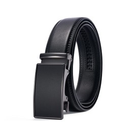PlusZis 28"-68" Men's Leather Ratchet Dress Belt Big And Tall With Automatic Buckle