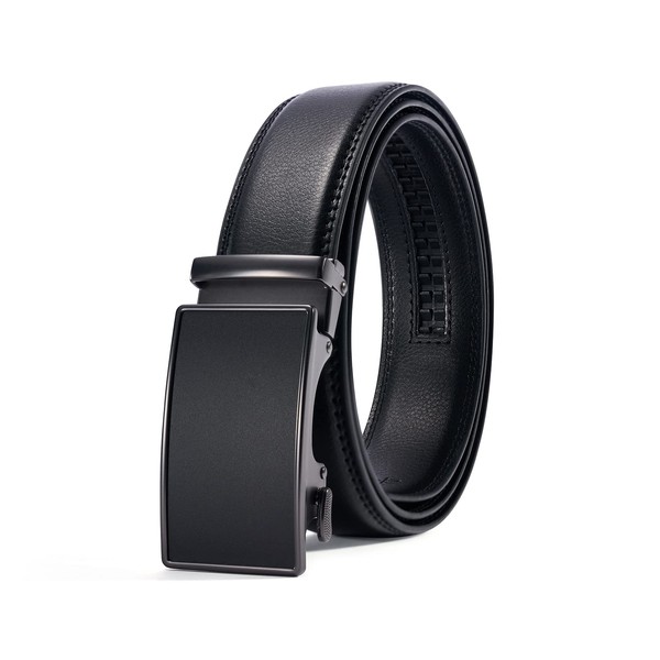 PlusZis 28"-68" Men's Leather Ratchet Dress Belt Big And Tall