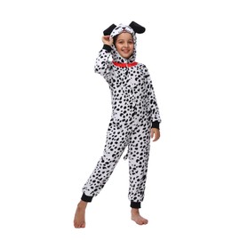 Sincere Party Dalmatian Onesie Costume for Children, Fleece Spotted Dog Onesie Fancy Dress Costume XL (10-12)
