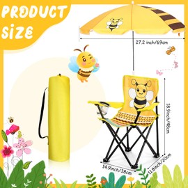 Burbell 1 Set Kids Beach Chair with Umbrella Child Folding Camping Chair with Universal Clamp for Girl Children Beach Camping Patio Garden Outdoor Lawn Pool Travel (Bee)