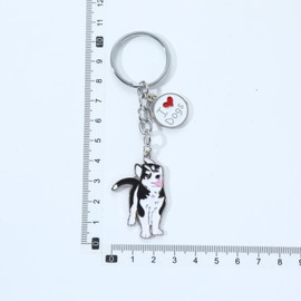 Blue Dream Island Realistic Dog Keychain,Cute Dog Patter Key-Ring Metal Dog ID Tag Pendant Dog Lovers Keyfob Charm Bag Pendant Gift_Husky