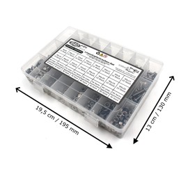 640-Piece Set of Rounded Head Screws with Hexagon Socket in Accordance with ISO 7380-1 Standard + Hexagon Nut DIN 934 and Washer DIN 125 Stainless Steel Size M3 M4 M5 M6 (M3-M6 Mixing Box)