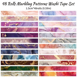 MOOKER 48 Rolls Washi Tape Set - Decorative Masking Tape Colored Marbling Patterns, Adhesive Artists Tapes for Journaling Supplies, DIY Crafts, Scrapbooking, Junk Journal Supplies, School Supplies