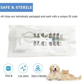 2 Packs 1.25x7mm, YurMemo Universal Pet Microchip Registratable RFID Animal Implant Chip for Management and Tracking, 134.2kHz FDX-B Pet ID Tags for Pets, Cat, Dog, Rabbit,Cow, Sheep, Pig,Fish
