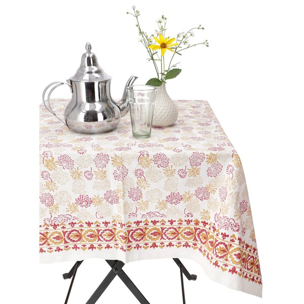 GURU SHOP Hand Printed Tablecloth, Table Runner, Block Print, Boho