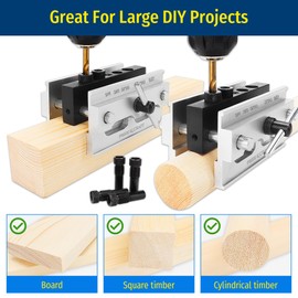 PRIDE&CRAFT Self Centering Dowel Jig, Dowel Jig Kit with 6 Drill Guide Bushings Woodworking Tools Set, Adjustable Width Dowel Jig for Straight Holes