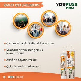 YOUPLUS Pro Vitamin C, D, Çinko & Propolis 15 Efervesan Tablet