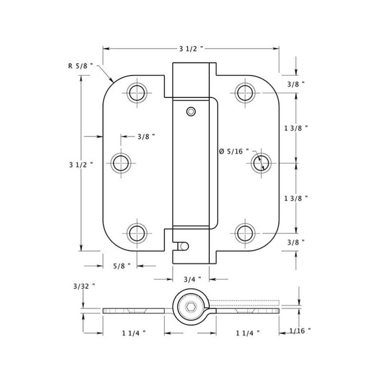 Deltana Dsh35r514 Spring Hinge, Bright Nickel