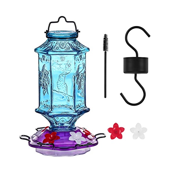 Billion Sky Hummingbird Feeder, Glass Hummingbird Feeders for Outdoors Hanging,