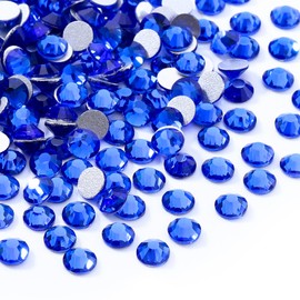 Meibite Sapphire Flatback Rhinestones, Glass Rhinestones for Nail Art and Craft, Glue Fix, Loose Crystal Gemstones(Blue, SS12, 1440pcs, 2.9-3.0mm)