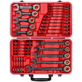 STARWORK TRUE MECHANIC™ 30-Piece, 120T SAE&Metric Ratcheting Wrench Set, Gift Series with Red case, Professional