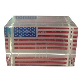White House 3D Laser Etched Glass Crystal Paperweight with USA Flag, Washington DC Souvenirs