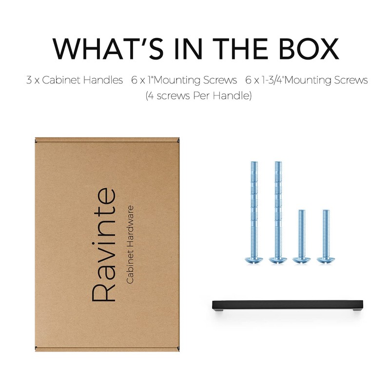 Ravinte 3 Pack 8 Inch Square Cabinet Handles - Matte