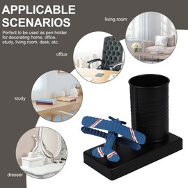 HOODANCOS Airplane Model Pen Holder Multi-function Desk Organizer Stylish Pencil Holder for Adults Simple Style Tabletop Storage Easy to Clean for Office Home Use