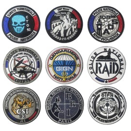 OYSTERBOY 9pcs France National Police and Flag RAID/GIPN/GIGN/BRI Tactical Patch Hook & Loop