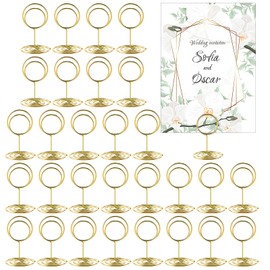 30 Gold Table Card Holders, Mini 5 cm High Table Number Holder, Seat Card Holder, Photo Holders, Suitable for Weddings, Parties, Home Decoration, Birthday Parties, Office Memos, Photos