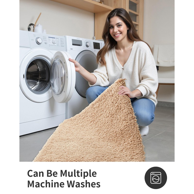 ILANGO Beige Bathroom Rugs 36" × 24" Non Slip &