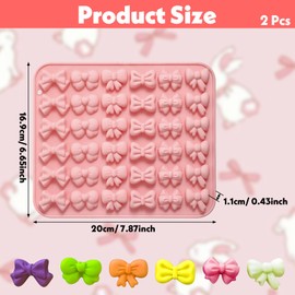 JJUNW 2 Pcs Bow Molds for Chocolate, Gummy Molds Bow Silicone Mold 6 Different Shapes, Pink Butterfly Cookie Silicone Molds Silicone for Candy, Jelly, Cookie, Sugar Craft, Pastry(Pink and Blue)