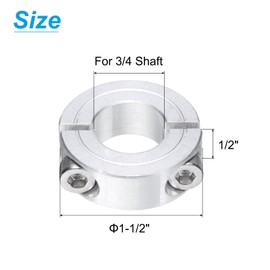 sourcing map Double Split Clamp-On Shaft Collar for 3/4" Shaft, Two-Piece Clamping Collar, 1-1/2" OD, 1/2" Thickness, Aluminum Alloy Set Screw Split Collar Clamp