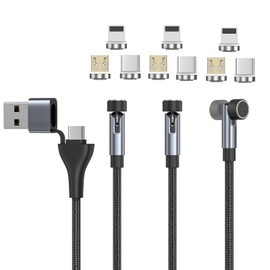 N. NETDOT Magnetic Charging Cable,6in1 Gen12 (3.3ft/3 Pack Black) 18W Fast Charging Magnetic Phone Charger,USB-A and USB-C Magnetic Charger for USB-C,Micro-USB and i-Product