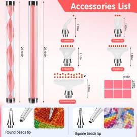 WIFORT 16PCS Diamond Art Pens Set - 2Pcs Diamond Painting Pen with 7Pcs Screw in Tips (Include Metal Square and Round Tips) for Art DIY Craft