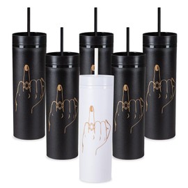 6 Pack Ring Finger Skinny Tumblers| 16 oz Bachelorette Party Cups.Engagement Wedding Gifts.Bridesmaid Proposal Gifts.Bridal Shower Gifts.Bride Bridesmaids Bridal Party Tumblers Cups(Black).