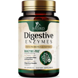 Enzimas Digestivas + Prebióticos y Probióticos 1000 mg – Suplemento Natural de Apoyo Digestivo | Alivio de Gases, Hinchazón y Estreñimiento | 60 Cápsulas | Nature's Nutrition